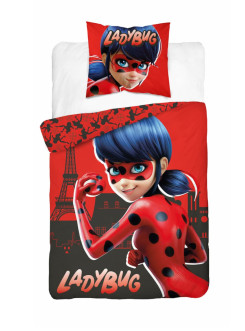 POŚCIEL ŚWIECĄCA W CIEMNOŚCI BAWEŁNIANA 140x200 MIRACULOUS BIEDRONKA I KOT MIR-01 2