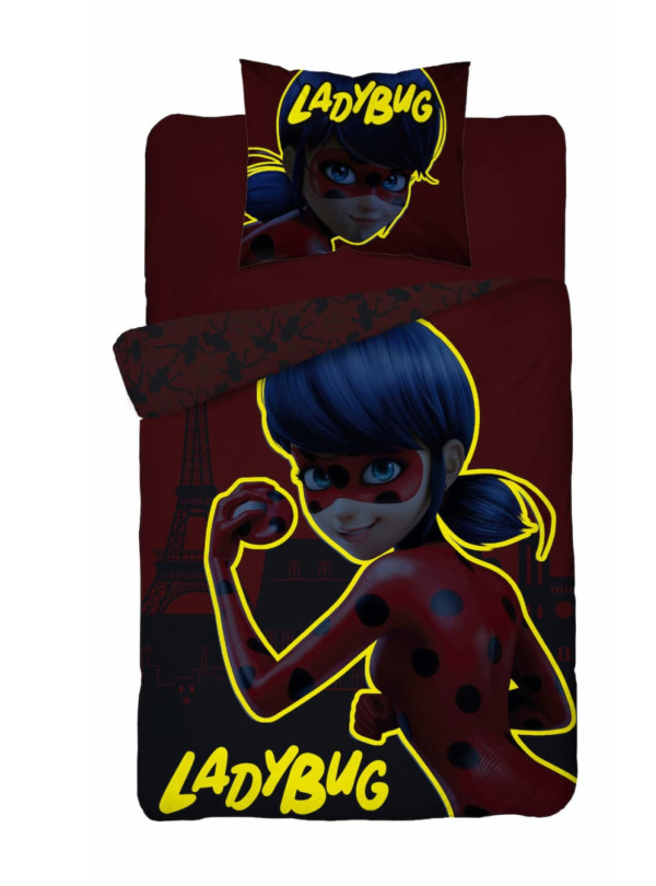 POŚCIEL ŚWIECĄCA W CIEMNOŚCI BAWEŁNIANA 140x200 MIRACULOUS BIEDRONKA I KOT MIR-01