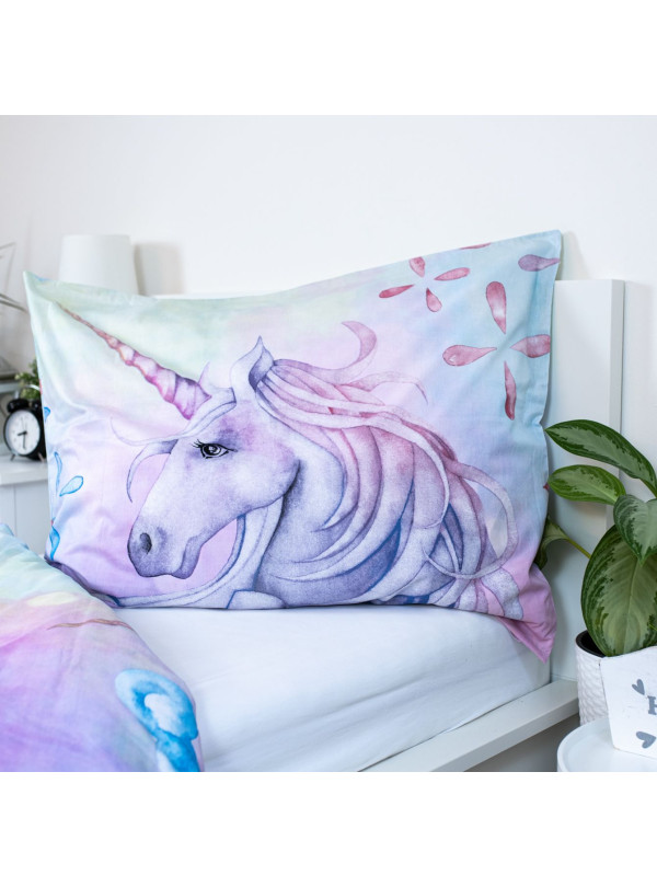 KOMPLET POŚCIELI 140x200 JEDNOROŻEC BAŚNIOWY KOŃ PASTELOWA