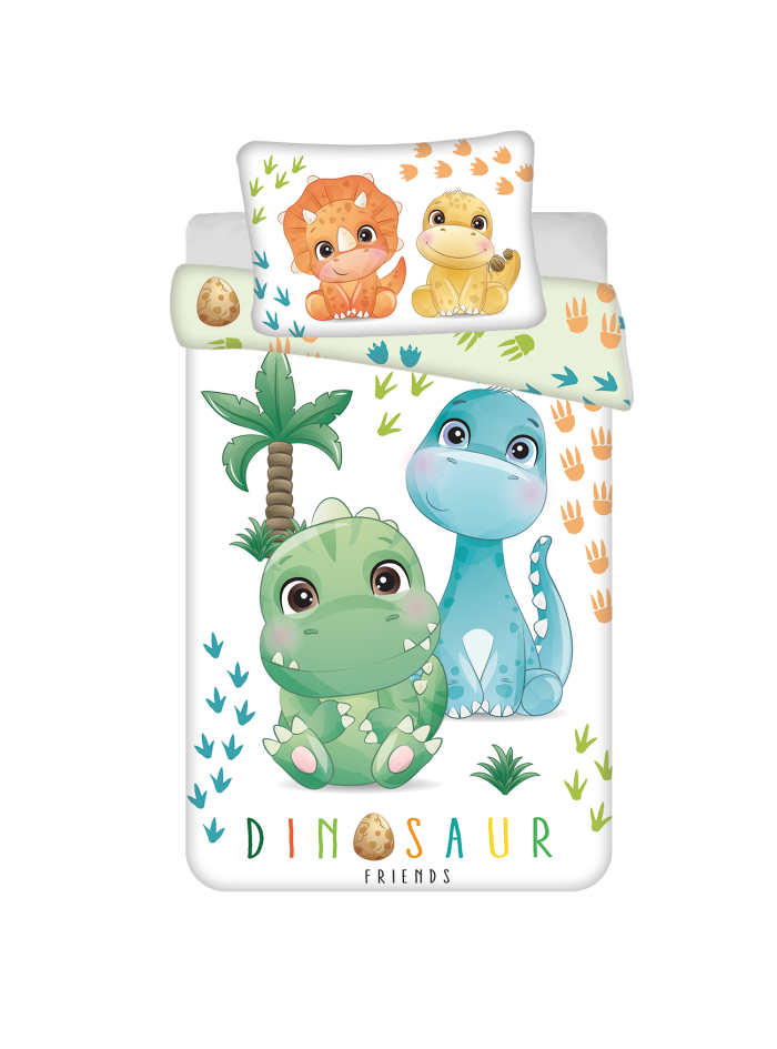 POŚCIEL DO ŁÓŻECZKA 100x135 KOLOROWE DINOZAURY DINO_02