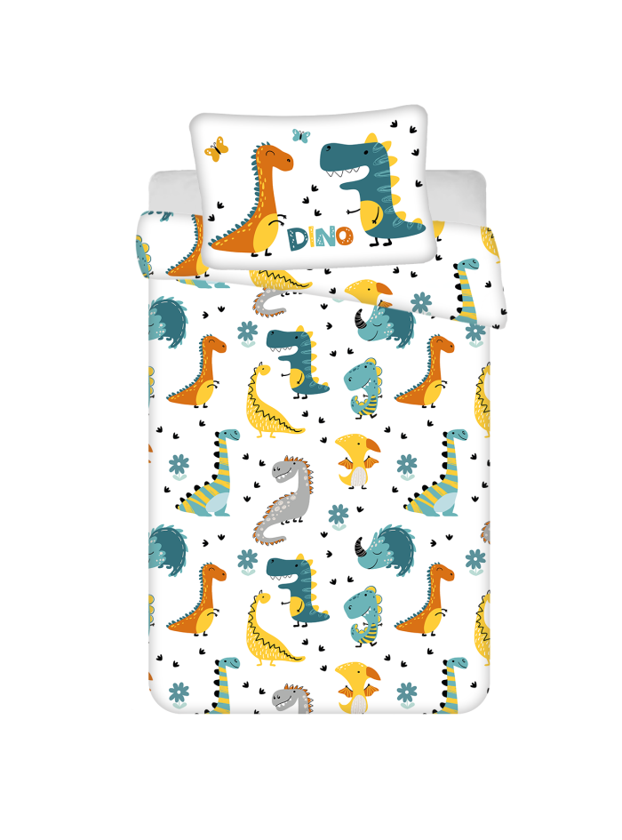 POŚCIEL DO ŁÓŻECZKA 100x135 KOLOROWE DINOZAURY DINO_03
