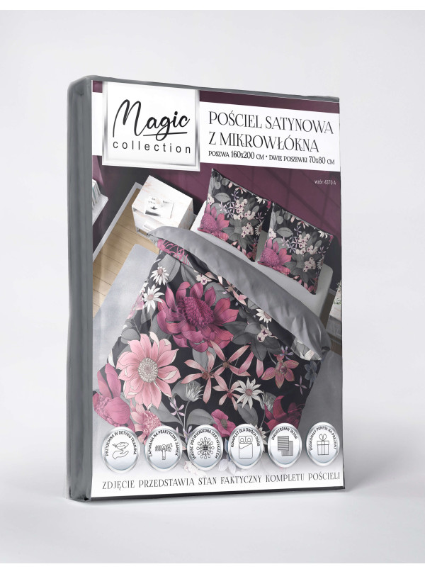 KOMPLET POŚCIELI 160x200 DWUSTRONNA 3D W KWIATY 4370_A