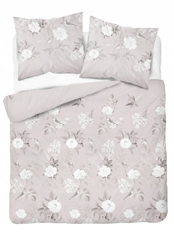 KOMPLET POŚCIELI 180x200 SATYNA BAWEŁNIANA KWIATY RÓŻOWA