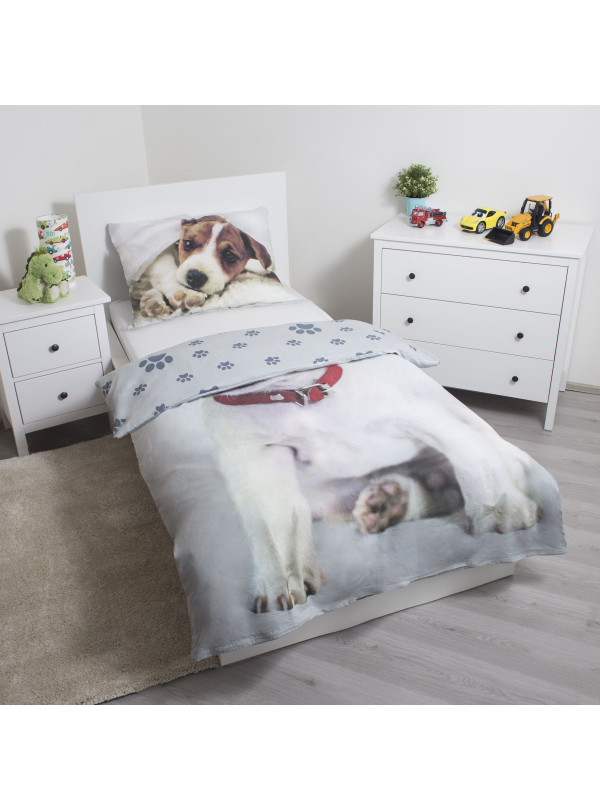 POŚCIEL DZIECIĘCA MŁODZIEŻOWA 140x200 Z PSEM SZCZENIACZEK