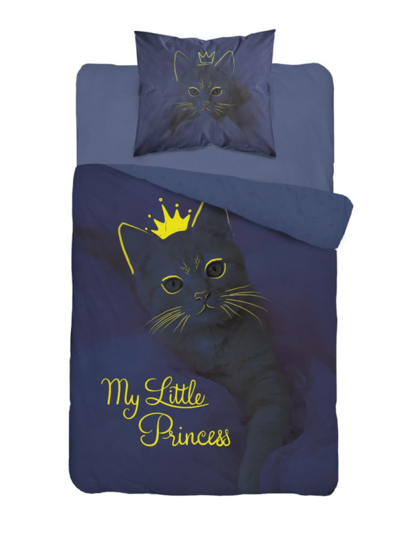 POŚCIEL 140x200 ŚWIECĄCA W CIEMNOŚCI Z KOTEM RÓŻOWA 4232_A