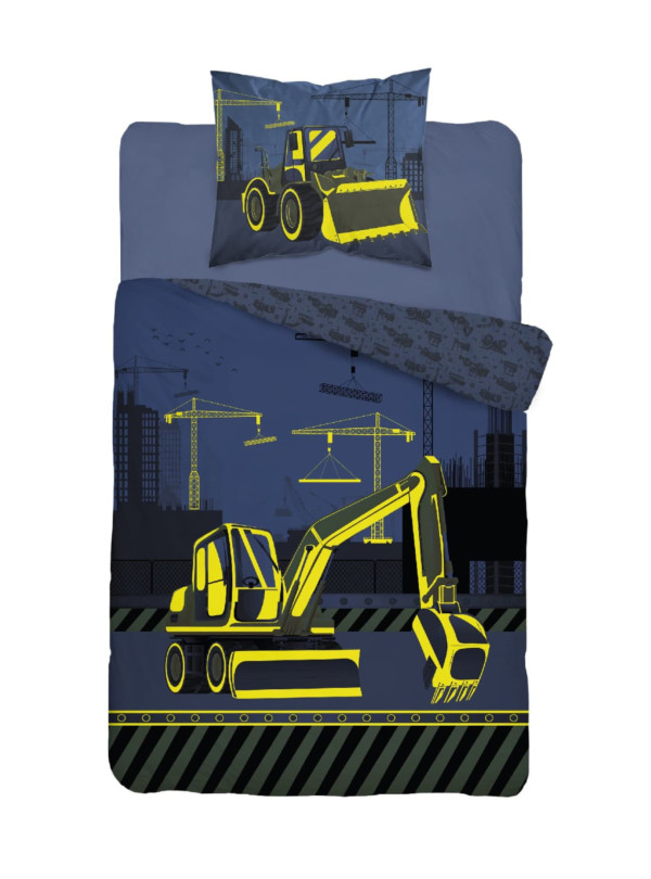 POŚCIEL 160x200 ŚWIECĄCA W CIEMNOŚCI BUDOWA KOPARKA 4762_A
