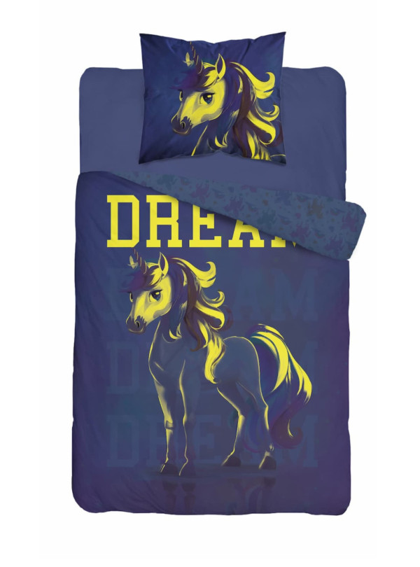 POŚCIEL 140x200 ŚWIECĄCA W CIEMNOŚCI JEDNOROŻEC DREAM 5208_A