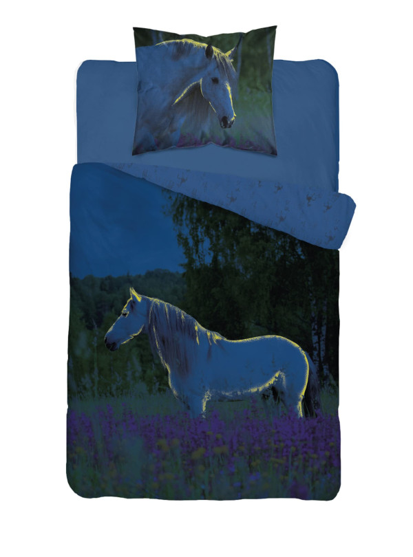 POŚCIEL 160x200 ŚWIECĄCA W CIEMNOŚCI PIĘKNY KOŃ