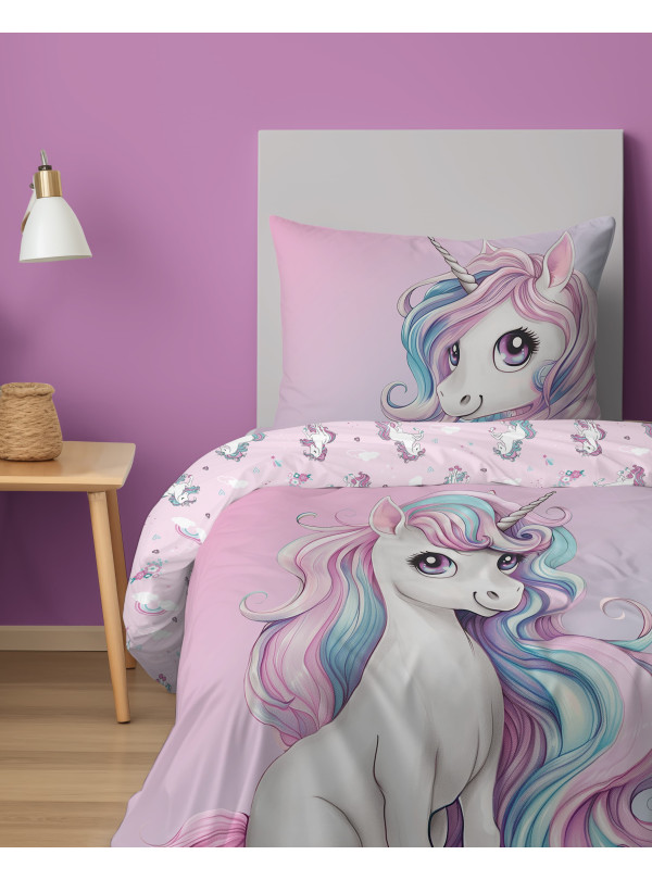 KOMPLET POŚCIELI 140x200 Z JEDNOROŻCEM 5576_A