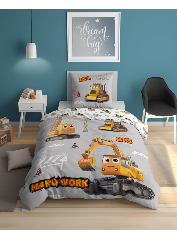 POŚCIEL DZIECIĘCA 140x200 KOPARKA BUDOWA 5579_A