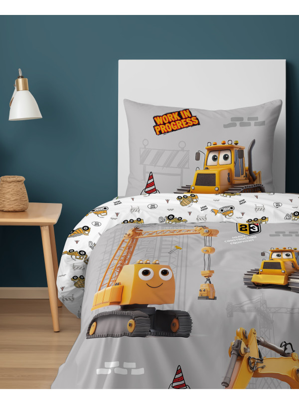 POŚCIEL DZIECIĘCA 160x200 KOPARKA BUDOWA 5579_A