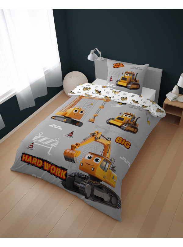 POŚCIEL DZIECIĘCA 160x200 KOPARKA BUDOWA 5579_A
