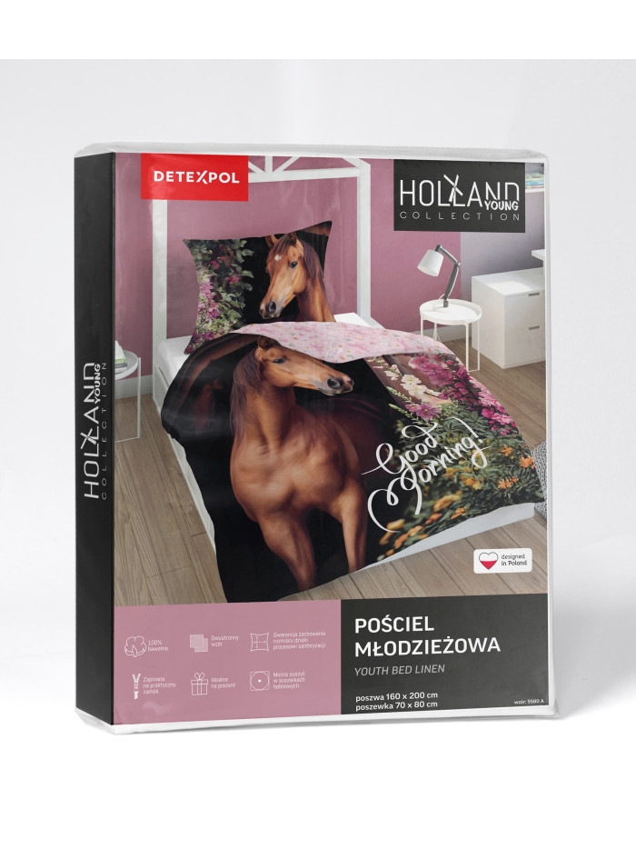 KOMPLET POŚCIELI 140x200 Z KONIEM 5580_A BAWEŁNIANA