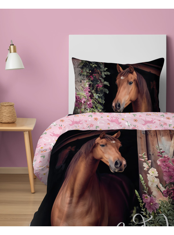 KOMPLET POŚCIELI 140x200 Z KONIEM 5580_A BAWEŁNIANA