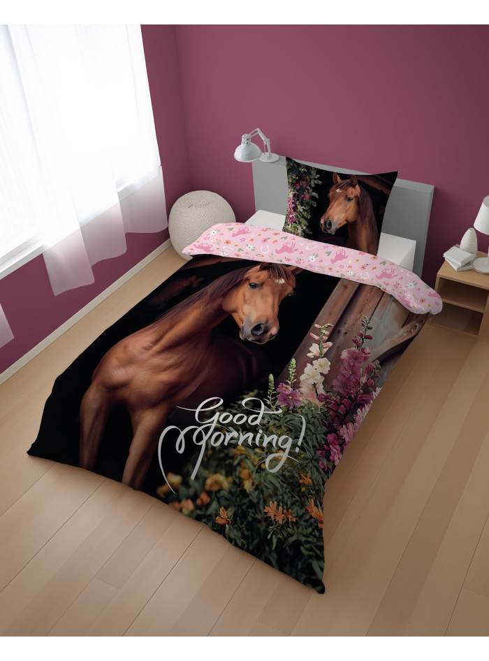 KOMPLET POŚCIELI 140x200 Z KONIEM 5580_A BAWEŁNIANA