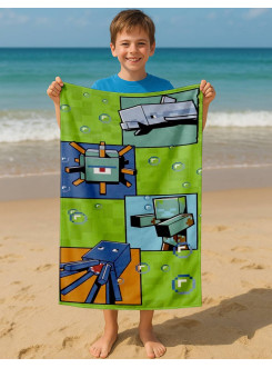 RĘCZNIK KĄPIELOWY PLAŻOWY 70x140 MINECRAFT ZOMBIE WODA