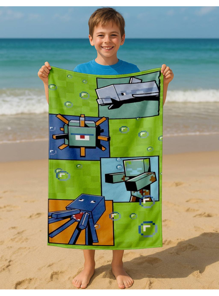 RĘCZNIK KĄPIELOWY PLAŻOWY 70x140 MINECRAFT ZOMBIE WODA