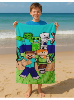RĘCZNIK KĄPIELOWY PLAŻOWY 70x140 MINECRAFT ALEX STEVE MOBY
