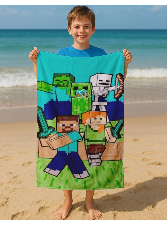 RĘCZNIK KĄPIELOWY PLAŻOWY 70x140 MINECRAFT ALEX STEVE MOBY