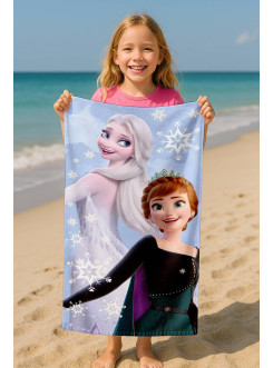RĘCZNIK 70x140 PLAŻOWY BAWEŁNIANY FROZEN ELSA ANNA NIEBIESKI