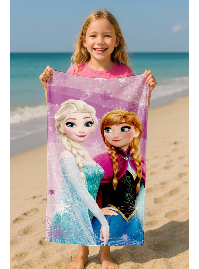 RĘCZNIK 70x140 PLAŻOWY BAWEŁNIANY FROZEN ELSA ANNA FIOLETOWY