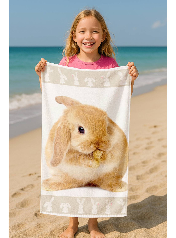 RĘCZNIK 70x140 KĄPIELOWY PLAŻOWY BAWEŁNIANY KRÓLIK SŁODKI KRÓLICZEK
