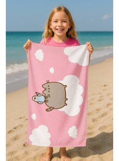 RĘCZNIK PUSHEEN 70x140 KĄPIELOWY CHMURKI RÓŻOWY