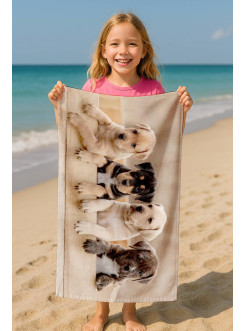 RĘCZNIK 70x140 KĄPIELOWY PLAŻOWY BAWEŁNIANY SŁODKIE PIESKI SZCZENIAKI