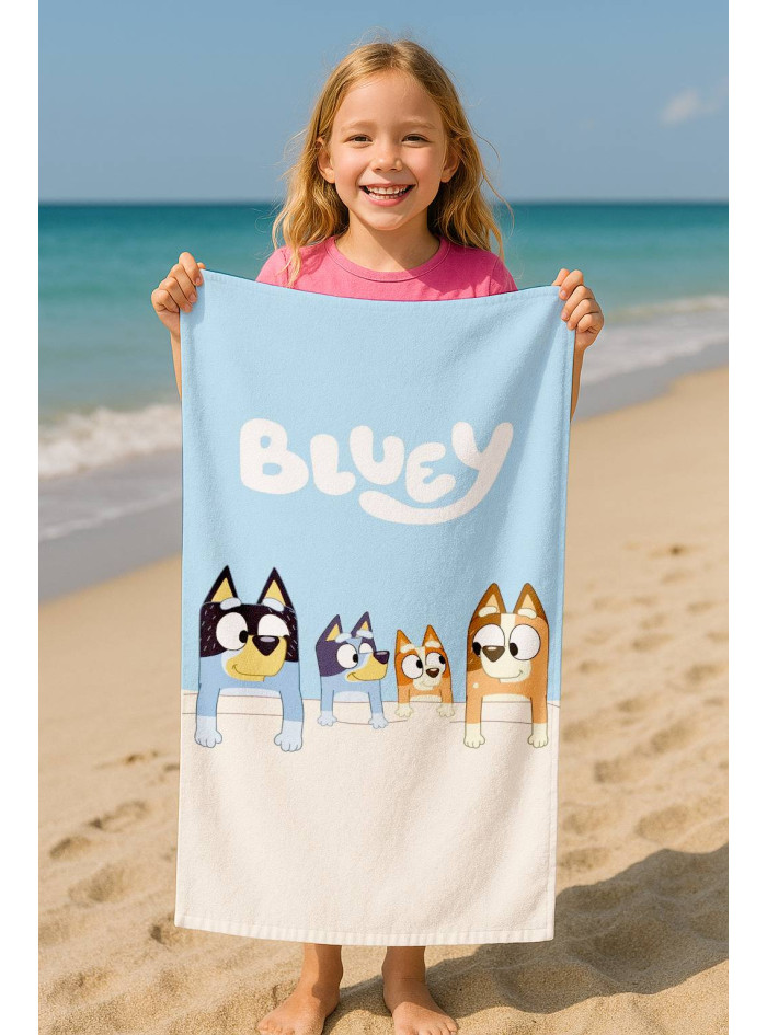 RĘCZNIK 70x140 KĄPIELOWY DZIECIĘCY BLUEY Z RODZINĄ