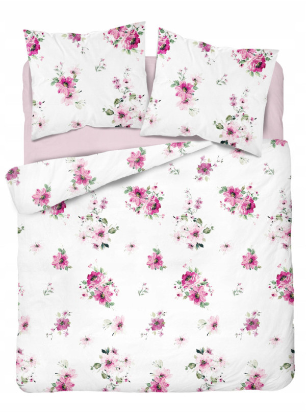 POŚCIEL 220x200 SATYNA BAWEŁNIANA KWIATY 4036_A