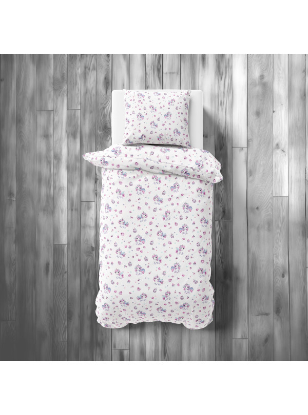 POŚCIEL MŁODZIEŻOWA 160x200 BIAŁA JEDNOROŻEC 5587_A