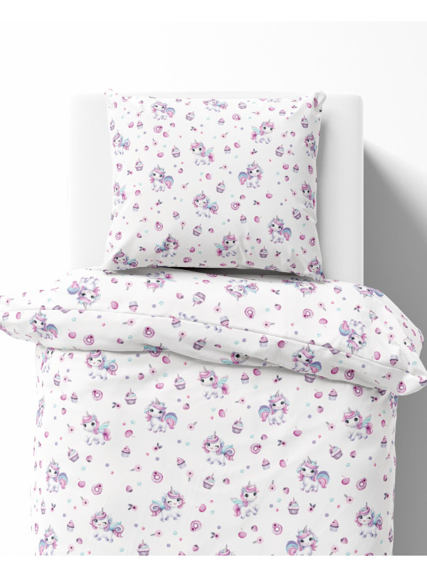 POŚCIEL MŁODZIEŻOWA 160x200 BIAŁA JEDNOROŻEC 5587_A