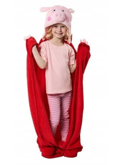 KOC KOCYK Z KAPTUREM 110x140 ŚWINKA PEPPA RÓŻOWY