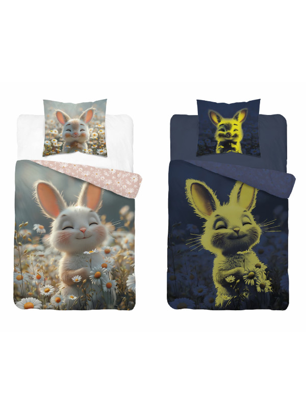 POŚCIEL 140x200 ŚWIECĄCA W CIEMNOŚCI KRÓLIK 5548_A