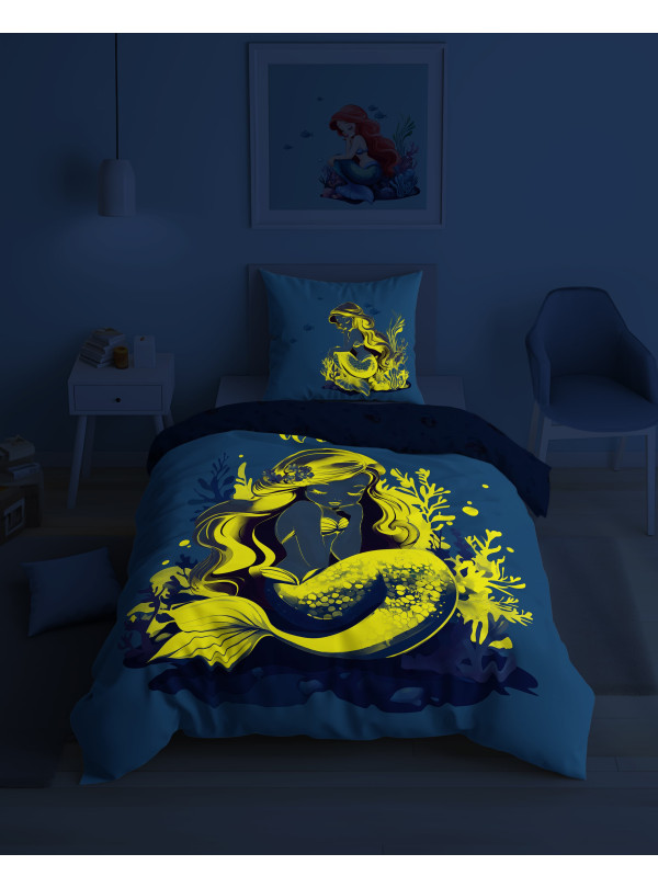 POŚCIEL 140x200 ŚWIECĄCA W CIEMNOŚCI SYRENKA 5549_A