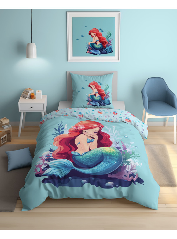 POŚCIEL 160x200 ŚWIECĄCA W CIEMNOŚCI SYRENKA 5549_A