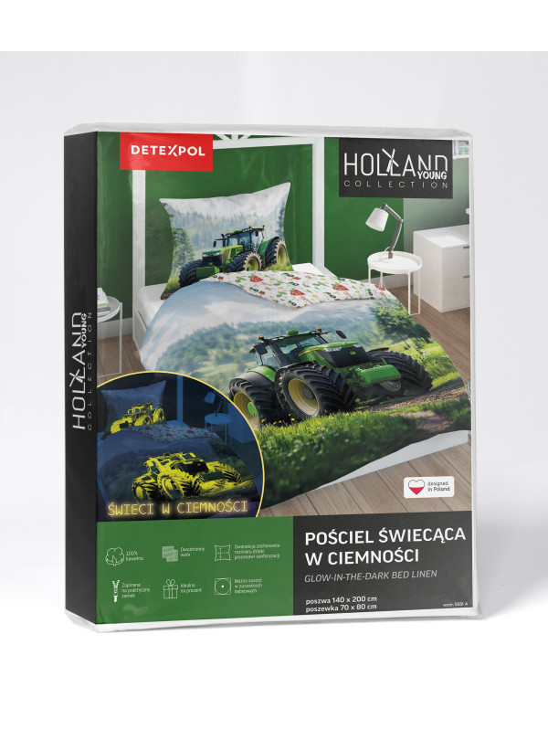 POŚCIEL 140x200 ŚWIECĄCA W CIEMNOŚCI TRAKTOR 5551_A