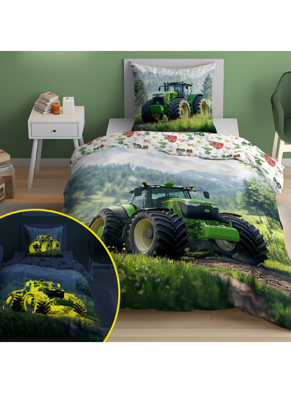 POŚCIEL 140x200 ŚWIECĄCA W CIEMNOŚCI TRAKTOR 5551_A