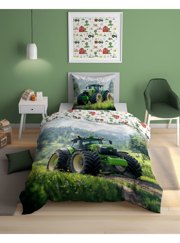 POŚCIEL 140x200 ŚWIECĄCA W CIEMNOŚCI TRAKTOR 5551_A