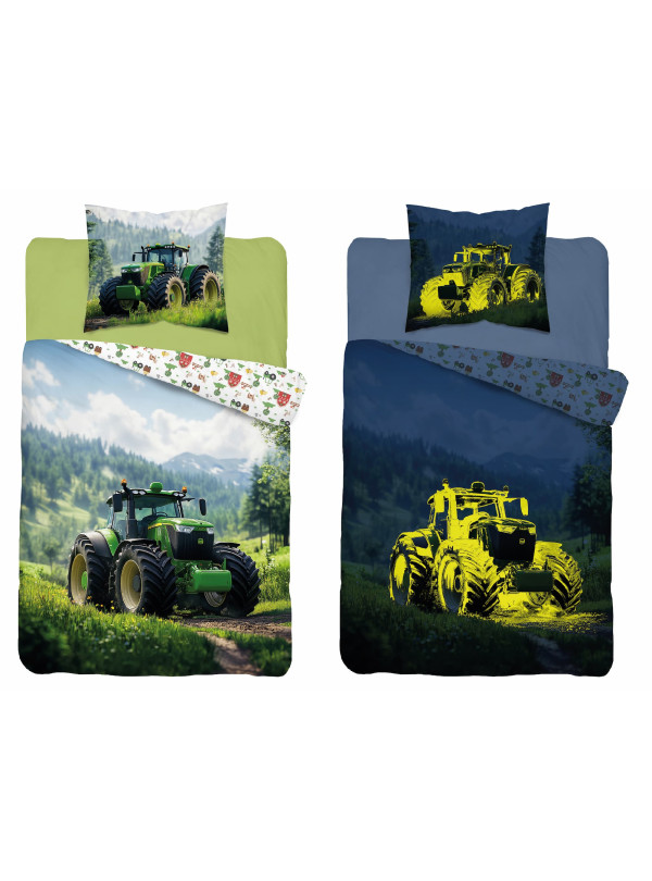 POŚCIEL 160x200 ŚWIECĄCA W CIEMNOŚCI TRAKTOR 5551_A