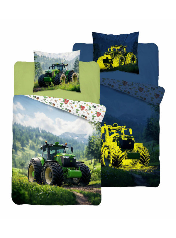 POŚCIEL 160x200 ŚWIECĄCA W CIEMNOŚCI TRAKTOR 5551_A