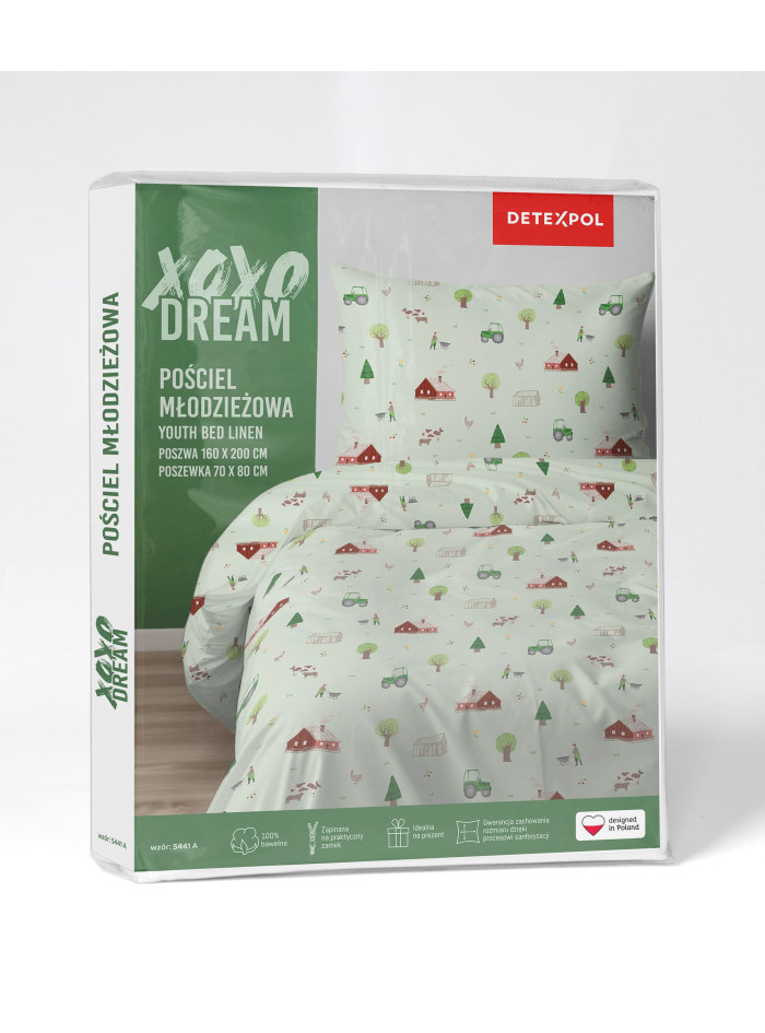 POŚCIEL MŁODZIEŻOWA 160x200 ZIELONA FARMA 5441_A