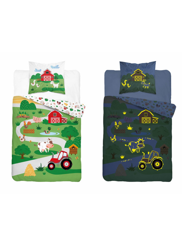 POŚCIEL 160x200 ŚWIECĄCA W CIEMNOŚCI FARMA TRAKTOR 5407_A