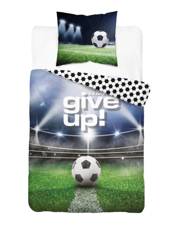 POŚCIEL 160x200 ŚWIECĄCA W CIEMNOŚCI PIŁKA NOŻNA NEVER GIVE UP 4640_A