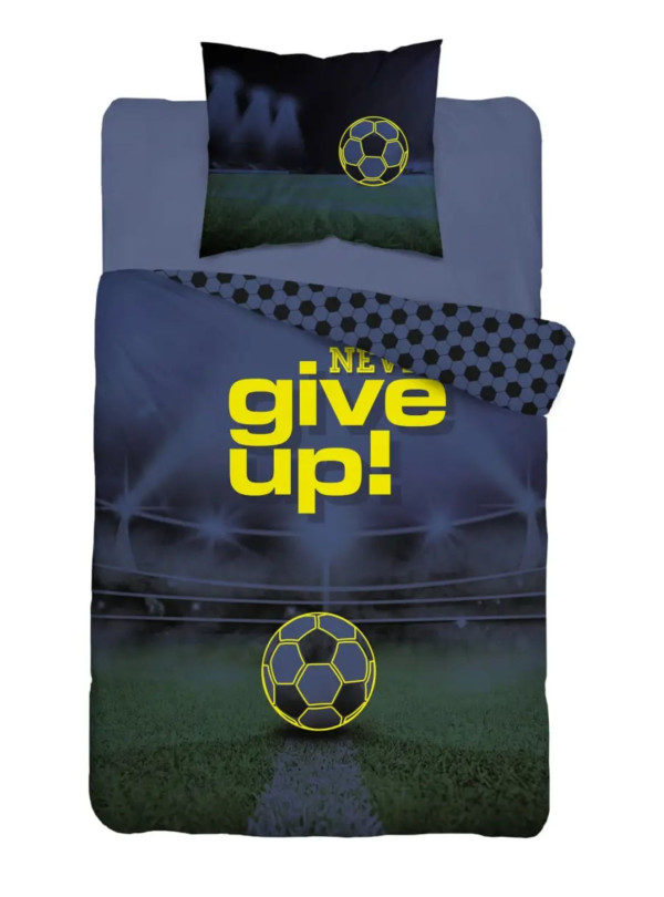 POŚCIEL 160x200 ŚWIECĄCA W CIEMNOŚCI PIŁKA NOŻNA NEVER GIVE UP 4640_A