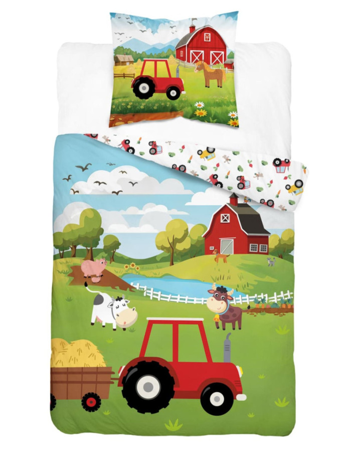 POŚCIEL 140x200 ŚWIECĄCA W CIEMNOŚCI FARMA TRAKTOR 5545_A