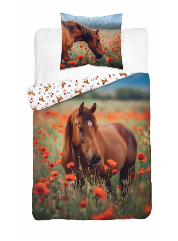 POŚCIEL 160x200 ŚWIECĄCA W CIEMNOŚCI KOŃ KONIE 5550_A