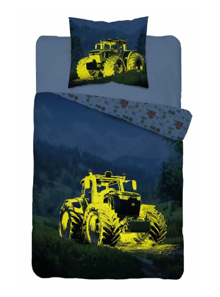 POŚCIEL 140x200 ŚWIECĄCA W CIEMNOŚCI TRAKTOR 5551_A