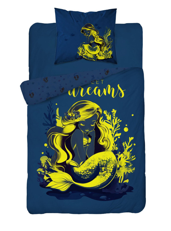 POŚCIEL 160x200 ŚWIECĄCA W CIEMNOŚCI SYRENKA 5549_A