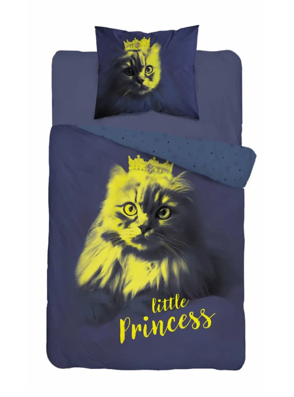 POŚCIEL 140x200 ŚWIECĄCA W CIEMNOŚCI Z KOTEM RÓŻOWA 5211_A